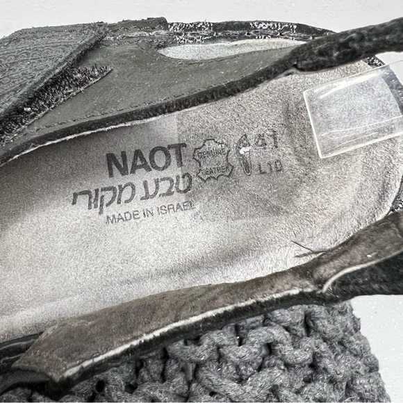 NAOT Enid Flat Sandal Black Lace Nubuck/Black Velvet Nubuck - Picture 7 of 13